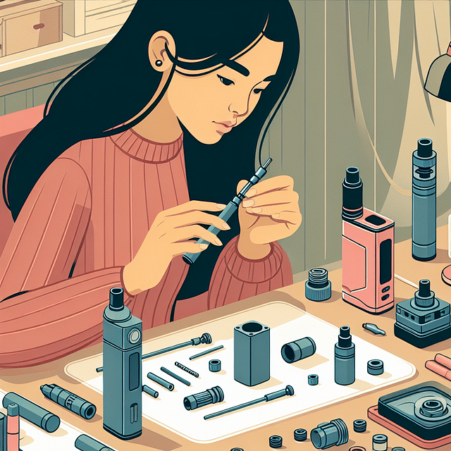 vaper assembling upgraded parts on a vape mod