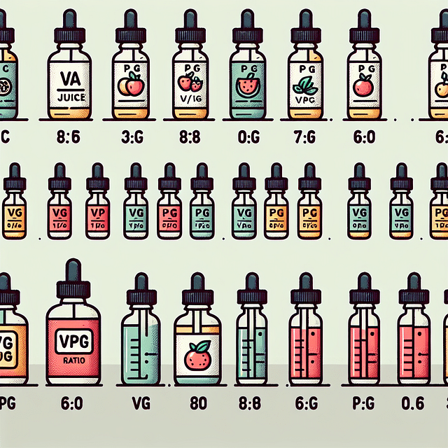 vape juice bottles with different VG/PG ratios