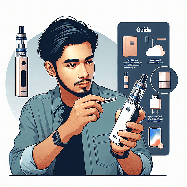 vaper examining a vape starter kit thoughtfully