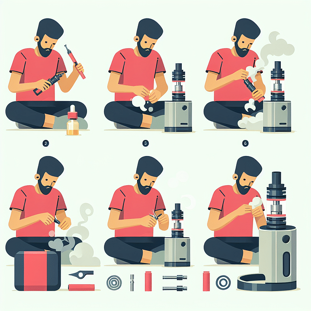 vaper cleaning a vape tank and replacing a coil