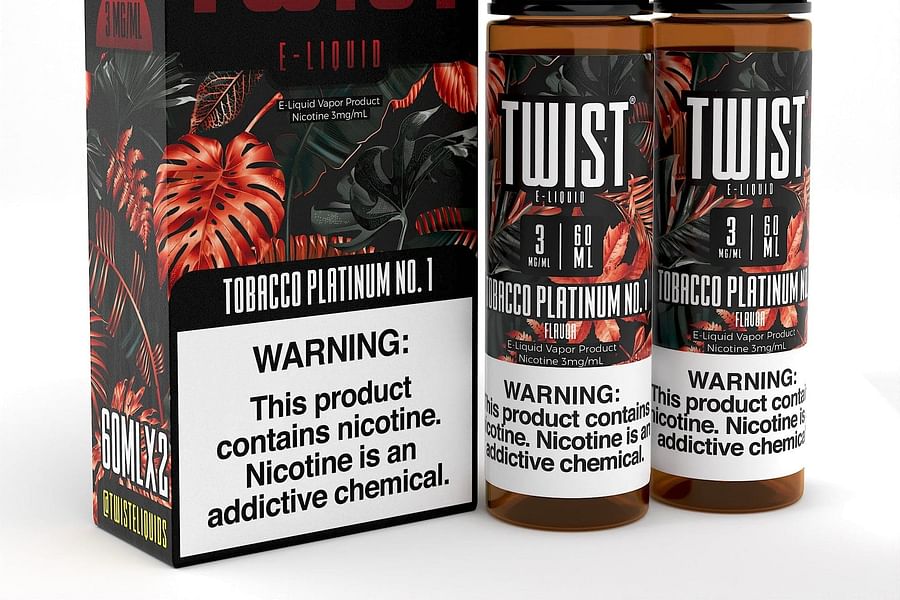Tropical themed vape juice packaging
