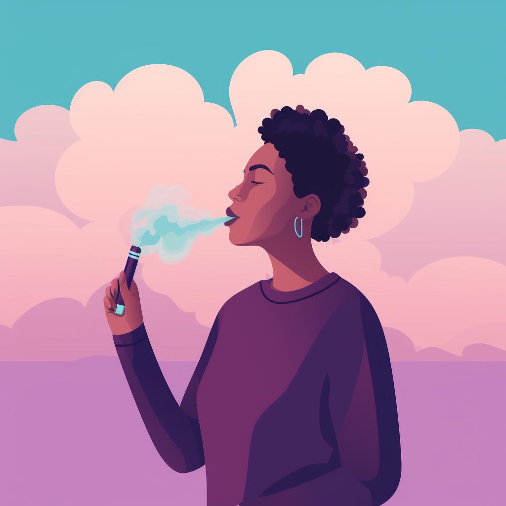 A person taking a puff from a vape pen